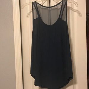 EUC Boho Tonal Blue Tank w/Mesh Inset Sz M
